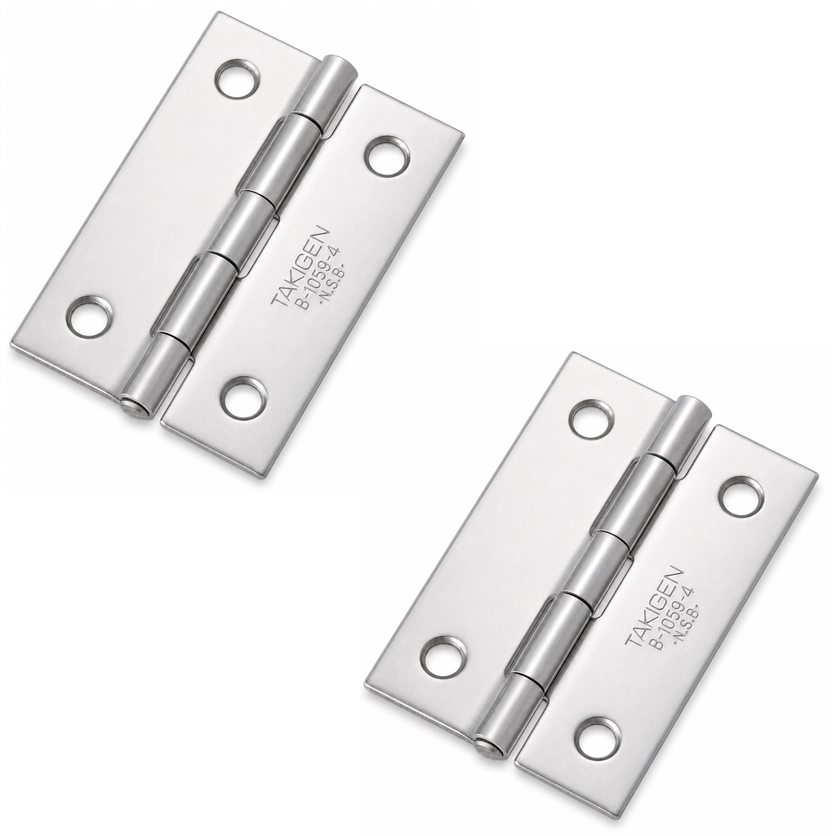 2 pièces de charnière vissée de haute qualité, en acier inoxydable SUS304, capacité de charge : 6,7 kg (15 lbs), 51 mm (2-1/64"), B-1059-4. Charnière plate robuste pour portes de machines, trappes de maintenance et bien plus encore, par TAKIGEN (Japon)