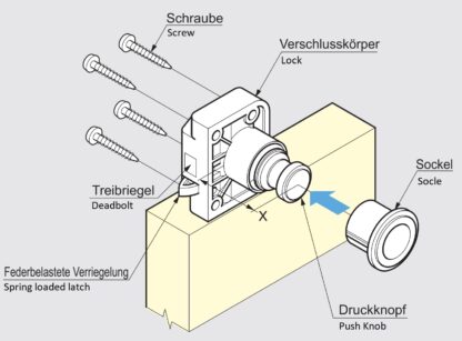 Bouton-pression de haute qualité avec fonction poignée, en laiton, surface : doré, satiné mat, finition : ronde, TLP-SG et TLP-LBM(W). Bouton-pression solide pour caravane, yacht et bien plus encore, par Sugatsune / LAMP® (Japon) – Image 7