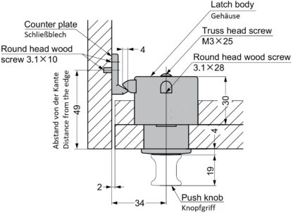 Bouton-pression de haute qualité avec fonction poignée, en alliage de zinc, surface : chromée, PKL-08/CR et PKLB. Bouton-pression solide pour caravane, yacht et bien plus encore, par Sugatsune / LAMP® (Japon) – Image 2