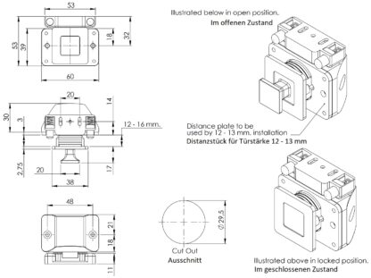 Bouton-pression de haute qualité avec fermeture en douceur et fonction de poignée, en zamak, surface : aspect acier inoxydable, finition : carrée, 14.03.067-0. Bouton-pression solide pour caravane, yacht, avion privé et bien plus encore, de SISO Denmark – Image 8