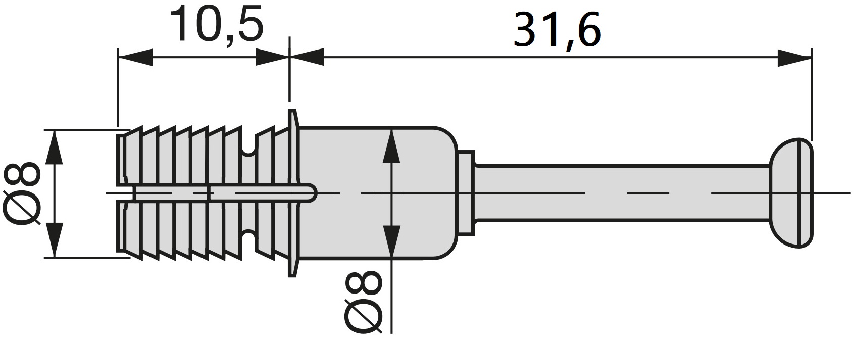 20 boulons d’expansion, en acier et en plastique, surface : galvanisé, 31,6 mm (1-1/4"), 5912905. Ancrage de raccordement étalable pour connecteurs excentriques, étagères, pièces d’armoire et bien plus encore, par EMUCA – Image 2