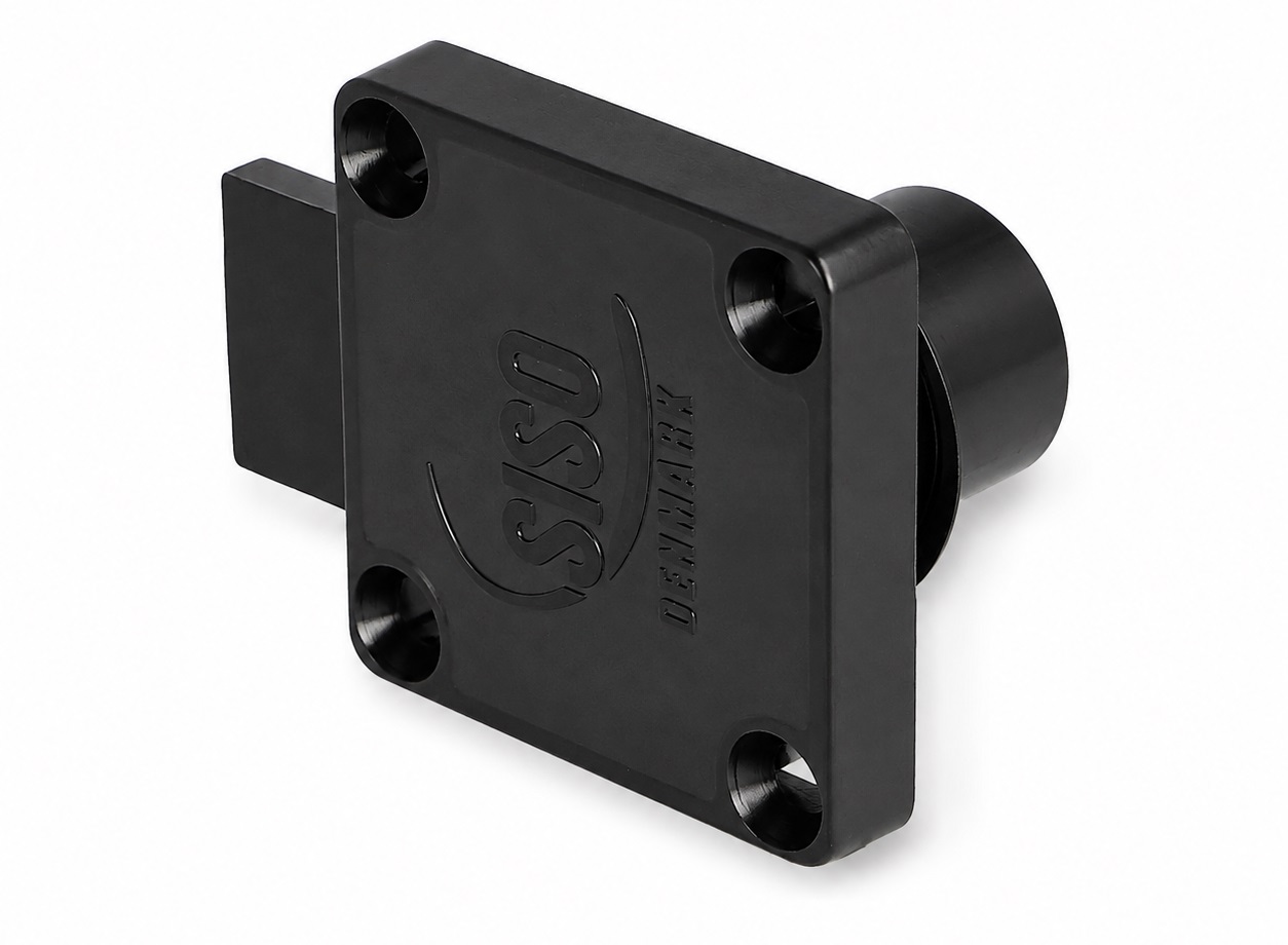 Serrure boîte de haute qualité, surface : noire, ⌀19 mm (3/4"), version : fermeture à gauche, 14.01.062-5. Serrure robuste à visser pour portes d’armoires, portes de meubles, armoires de bureaux, classeurs et bien plus encore, par SISO Danemark – Image 2