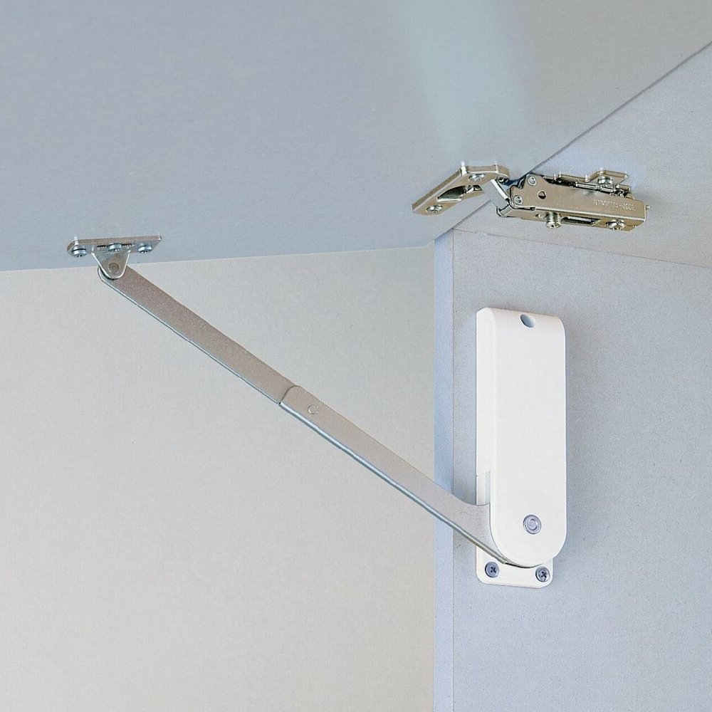 Porte-rabats de haute qualité, surface : blanche, version : gauche, HDS-30HL-WT. Soutien robuste pour rabats pliants, meubles de cuisine et bien plus encore, par Sugatsune / LAMP® (Japon) – Image 4