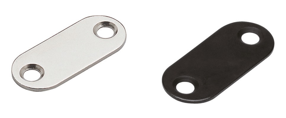 Contre-plaque magnétique ovale longue de 8 pièces avec 2 trous fraisés, surface : noir, 35 mm (1-3/8"), MC-YN001U-BL. Homologue magnétique pour loquets magnétiques, serrure magnétique, porte d’armoire et bien plus encore, par Sugatsune / LAMP® (Japon) – Image 3