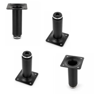 4 pieds de meuble de haute qualité, en acier, surface : noire, 100 mm (3-15/16"), 06.09.412-0. Base robuste de mobilier pour canapés, fauteuils, armoires, commodes, buffets, tables, tables d’appoint et bien plus encore, par SISO Danemark