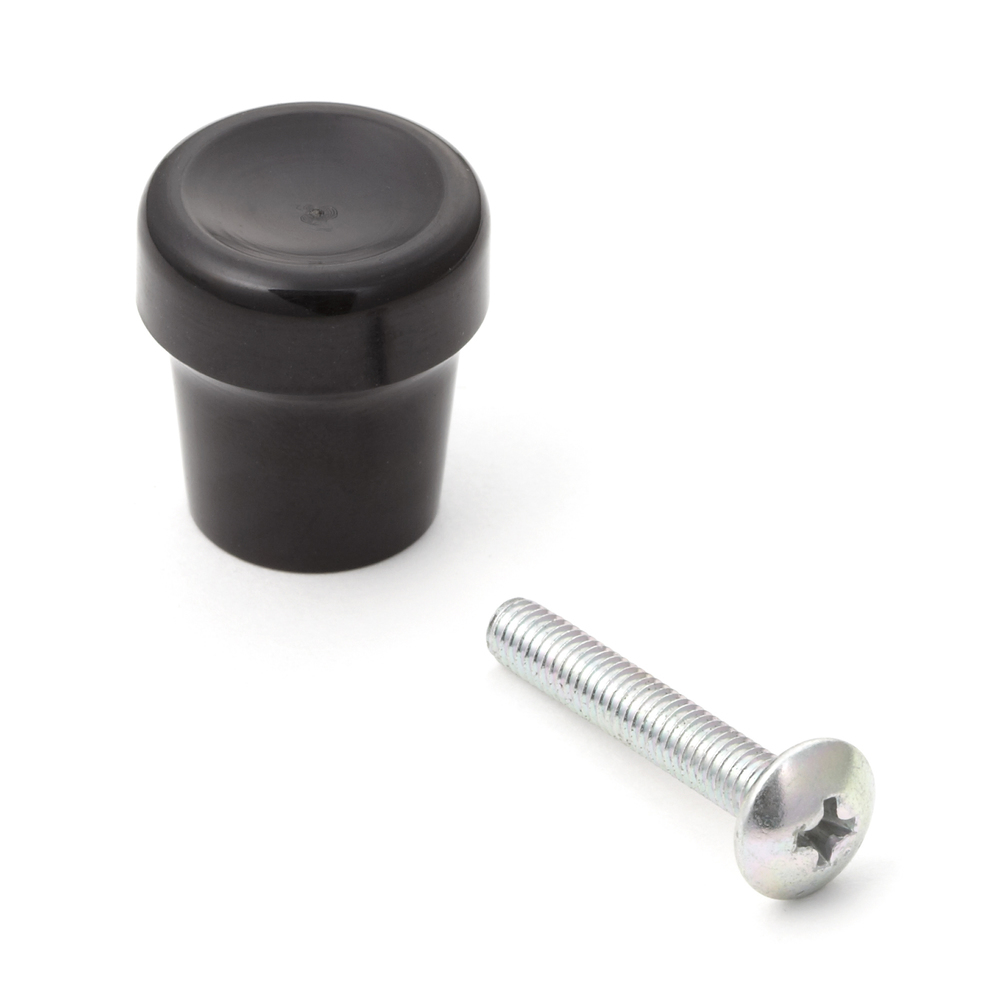 Poignée de bouton de meuble de haute qualité en ABS, surface: noir, 19 mm (0.8 ») GD-20. Poignée en plastique pour tiroir, porte de meubles, armoire de cuisine et bien plus encore, par Sugatsune / LAMP® (Japon)