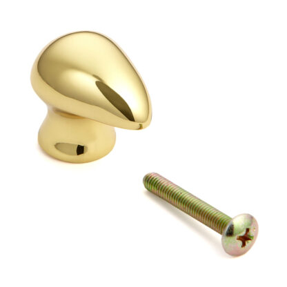 Poignée de bouton de meuble en laiton de haute qualité, finition: poli brillant, 28,5 mm (1,2 ») B046-30PB. Poignée en laiton pour tiroir, porte de meubles, armoire de cuisine, armoire de bureau et bien plus encore, par Sugatsune / LAMP® (Japon)