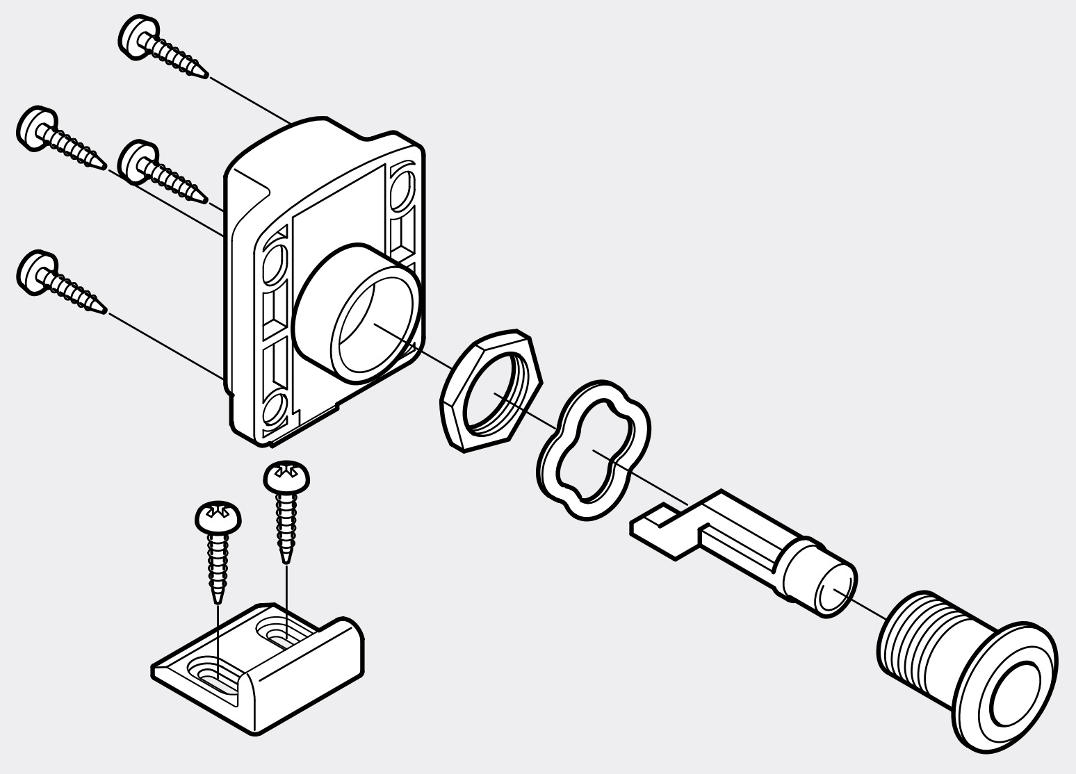 Fermeture à bouton-poussoir pour portes de meubles épais de 22 à 25 mm SL-B251-BR de Sugatsune, marron. Dessin d’assemblage