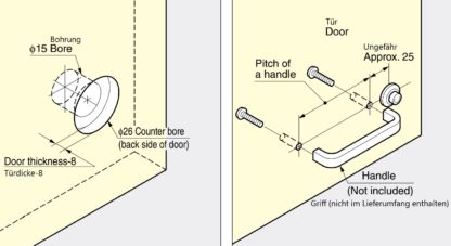 Fermeture à bouton-poussoir pour une épaisseur de porte de 18 à 21 mm, surface : marron, SL-B211-BR. Poussoir pour la conversion de camping-car, l’intérieur d’un yacht, le mobilier de caravane et bien plus encore, par Sugatsune / LAMP® (Japon) – Image 3