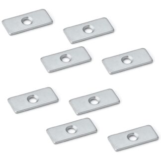 8 pièces de plaque de comptoir rectangulaire avec trou ébrisé, SP0207, taille : 26 mm, par Sugatsune, chromate de zinc. Image du produit