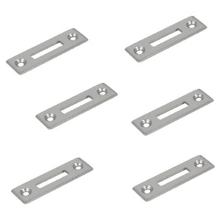 6 pièces robuste plaque de gâche vissée, en acier, surface : nickelée, 50 mm (1-31/32"), 14.01.510-1.