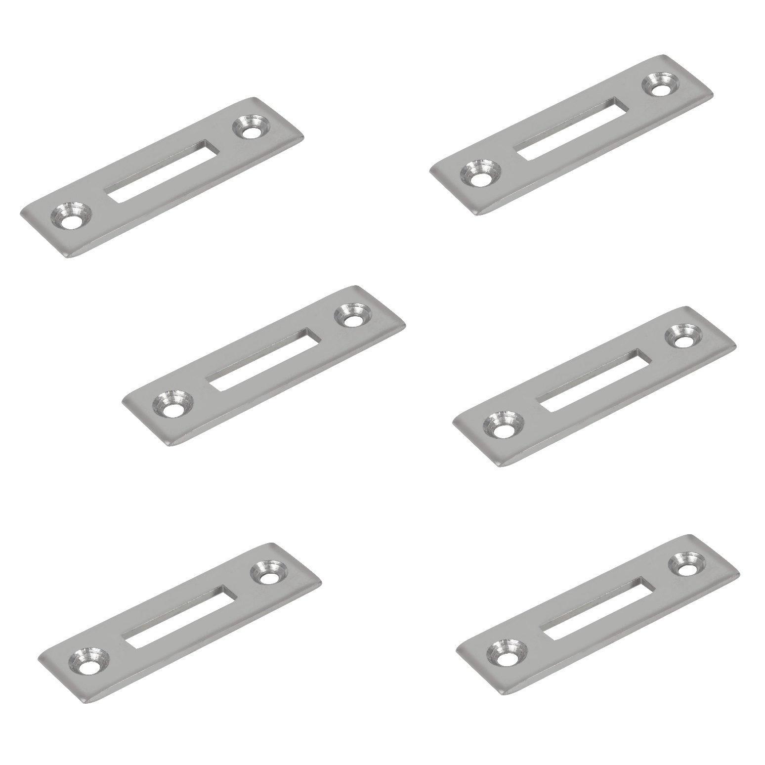 6 pièces robuste plaque de gâche vissée, en acier, surface : nickelée, 50 mm (1-31/32"), 14.01.510-1.