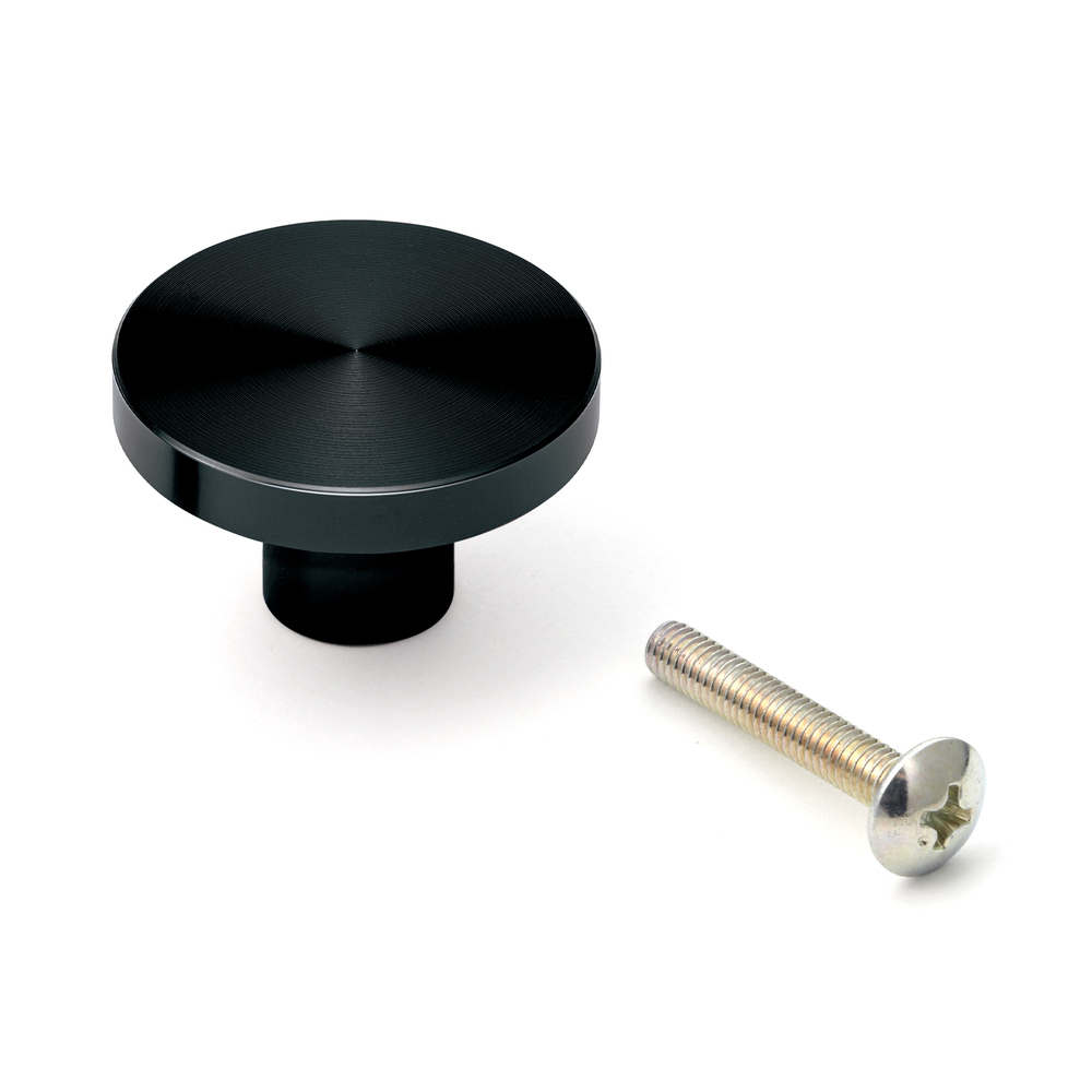 Poignée ronde de bouton de meuble en alliage d'aluminium, finition: noir,  30 mm (1.2 ») EXSEL30BL. Poignée en alliage d'aluminium pour tiroir, porte  de meuble, armoire de cuisine, armoire de bureau et