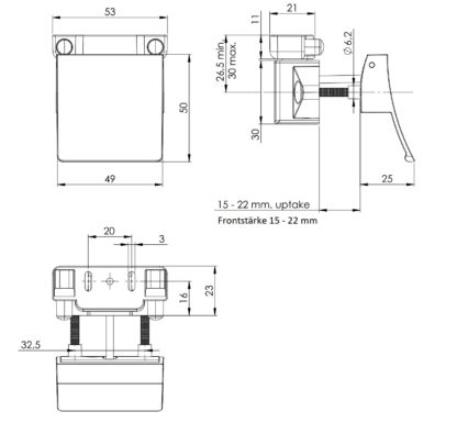 Serrure à pression robuste avec poignée de levage, en zamak, surface : aspect acier inoxydable, design : carrée, 14.03.077-0. Poignée de levage avec serrure autobloquante et fermeture amortie pour caravanes, yachts et bien plus encore, de SISO Denmark – Image 4