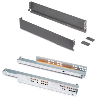 Ensemble de tiroirs, avec cadres extra fins, hauteur : 88 mm, 3275135, profondeur du tiroir : 340 mm, par EMUCA, gris anthracite, version : extension complète avec fermeture en douceur. Image du produit