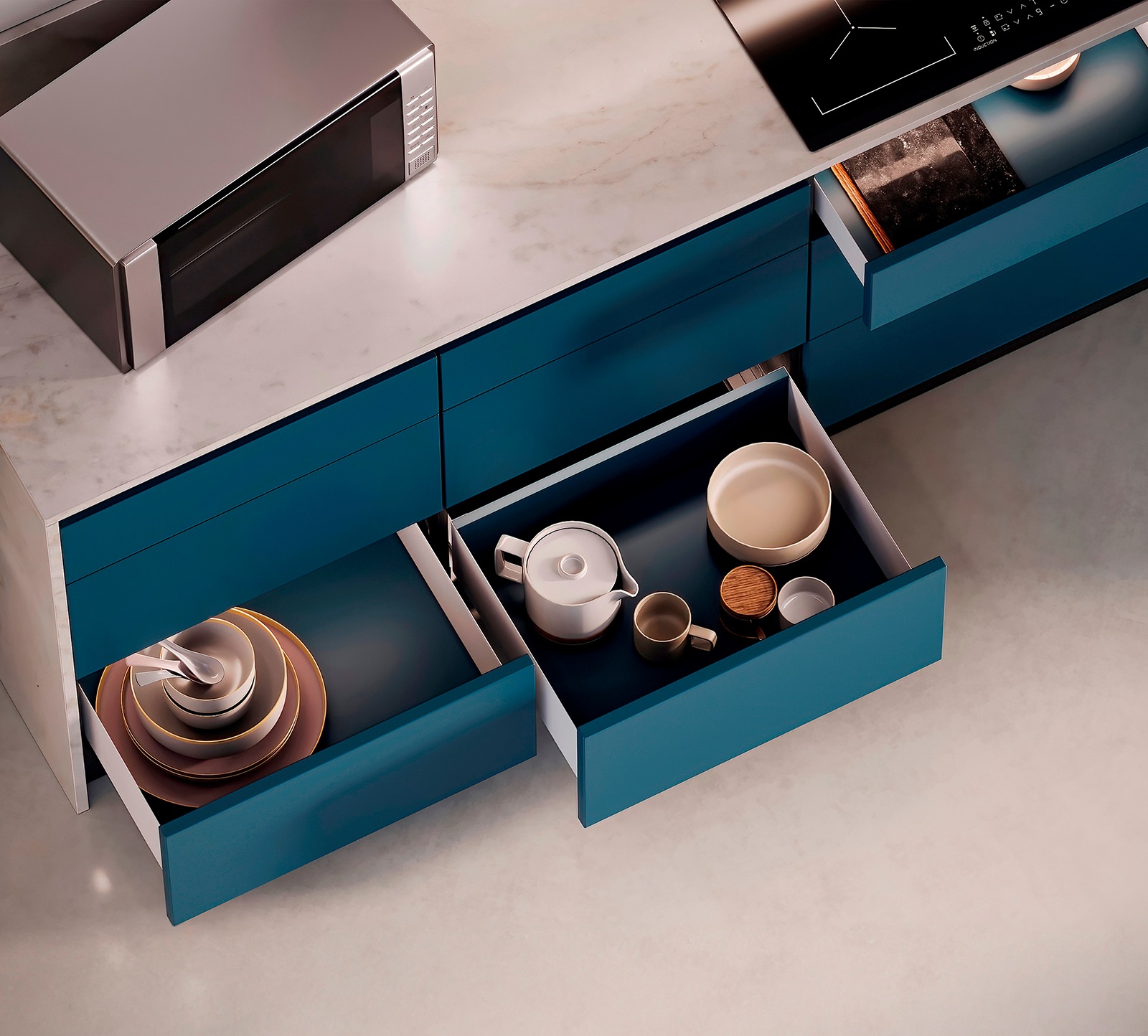 Ensemble de tiroirs, avec cadres extra fins, hauteur : 88 mm (3-15/32 »), surface : blanc, 490 mm (19-19/64 »), version : extension complète avec fermeture douce, 3275412. pour le mobilier de cuisine et bien plus encore, par EMUCA – Image 8