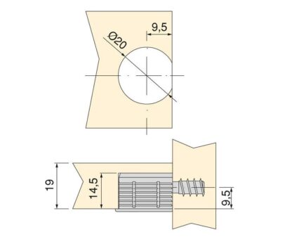 20 pièces de raccord excentrique stable ⌀20 mm avec bride et gaine extérieure à griffes pour une épaisseur de plaque de 19 mm (3/4"), en Zamak, 8070907. Connecteur excentrique robuste pour le raccordement de meubles et bien plus encore, par EMUCA – Image 5