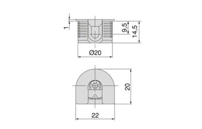 20 pièces de raccord excentrique stable ⌀20 mm avec bride et gaine extérieure à griffes pour une épaisseur de plaque de 19 mm (3/4"), en Zamak, 8070907. Connecteur excentrique robuste pour le raccordement de meubles et bien plus encore, par EMUCA – Image 4
