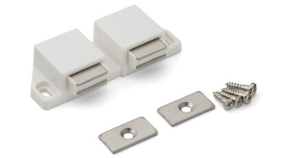 Loquet magnétique compact, avec contre-plaque, surface : blanc, 25 mm (63/64"), version : avec 2 pistons, ML-30WW. Ouvre-porte double peu encombrant pour portes de meubles, portes d’armoires et bien plus encore, par Sugatsune / LAMP® (Japon) – Image 4