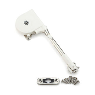 Fixation à rabat souple, bras court, surface : blanche, SDS-100W-TVZ, par Sugatsune / LAMP (Japon)