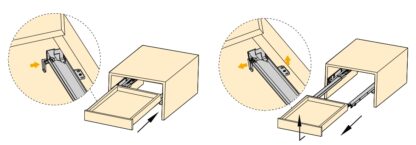 Glissières sous le plancher, capacité de charge : 25 kg (56 lb), 400 mm (15-3/4"), Conception : Extension partielle avec ouverture par pression, 3123305. Coulissants sous le plancher de haute qualité pour tiroirs en bois, étagères en bois et bien plus encore, d’EMUCA – Image 3