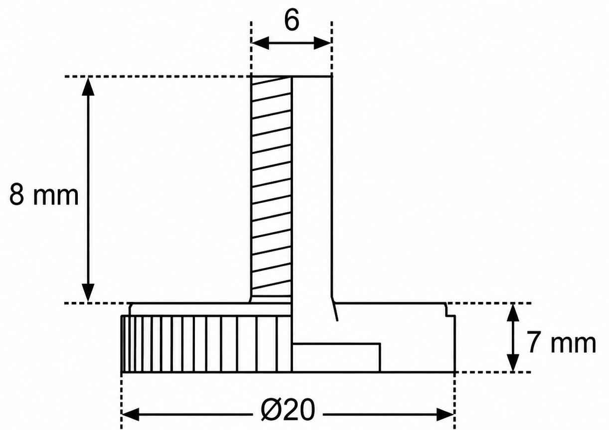 4 pieds robustes réglables avec fente pour tournevis, en métal et plastique, surface : noir, 15 mm (19/32"), 10.17.047. Réglage de hauteur stable pour armoires, machines et bien plus encore, par SISO Danemark – Image 2